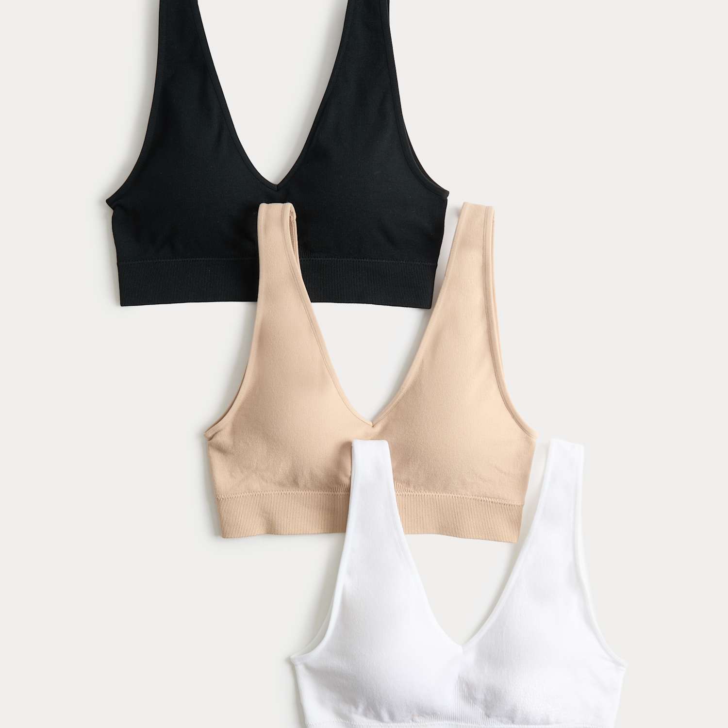 M&S Women's 3 Pack Seamless V-Neck Crop Tops - Large - Black Mix