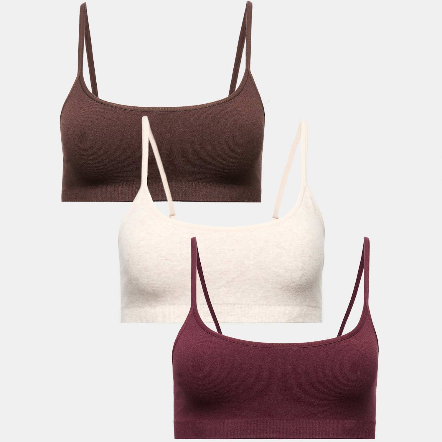 M&S Women's 3 Pack Seamless Non Wired Micro Crop Tops - Small - Wine Mix