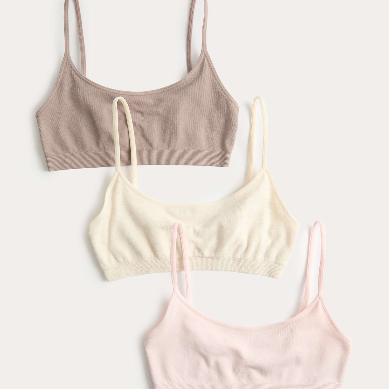 M&S Women's 3 Pack Seamless Non Wired Micro Crop Tops - Small - Oatmeal Mix