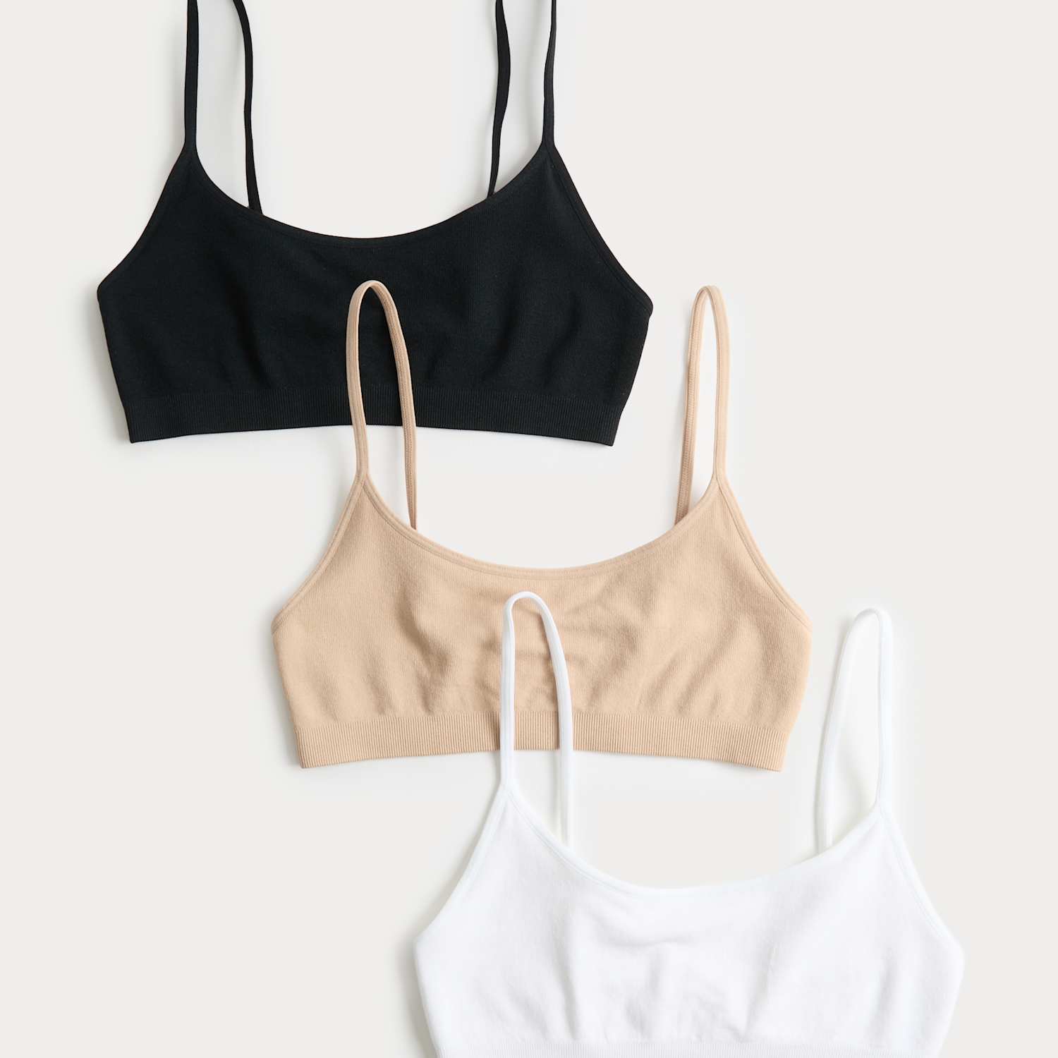 M&S Women's 3 Pack Seamless Non Wired Micro Crop Tops - Large - Black Mix