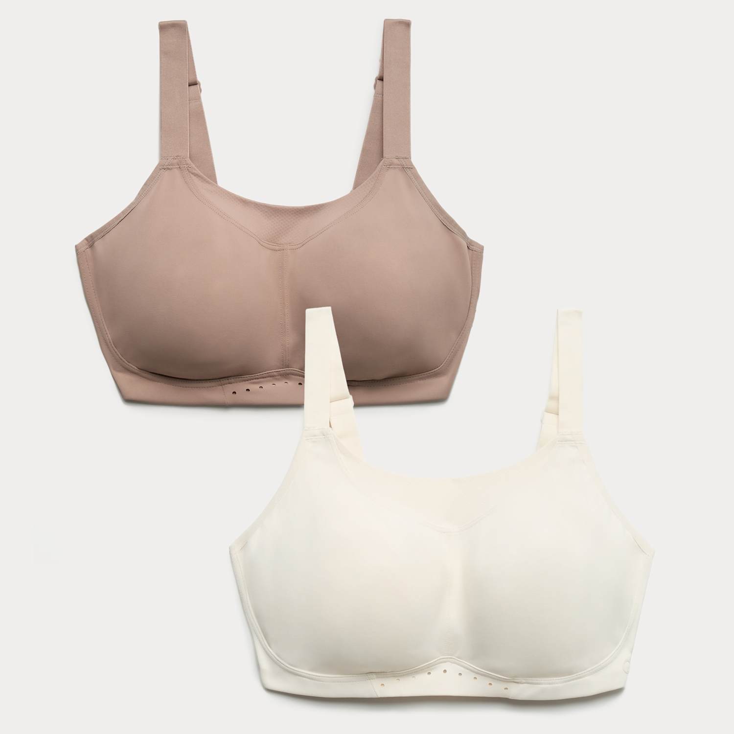 Goodmove Women's 2 Pack Ultimate Support Non Wired Sports Bras A-H - 36H - Ivory Mix