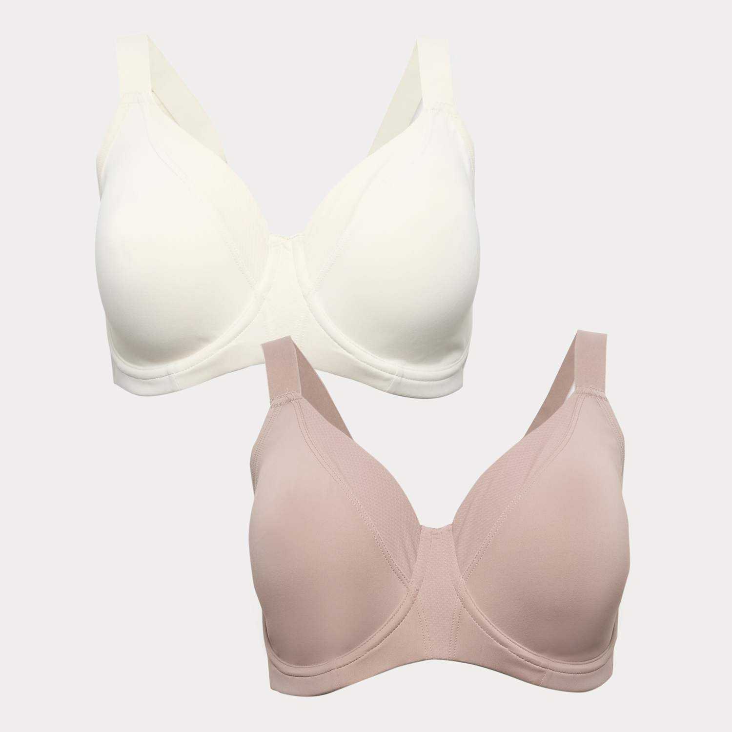 Goodmove Women's 2 Pack Ultimate Support Wired Sports Bras A-H - 34B - Ivory Mix