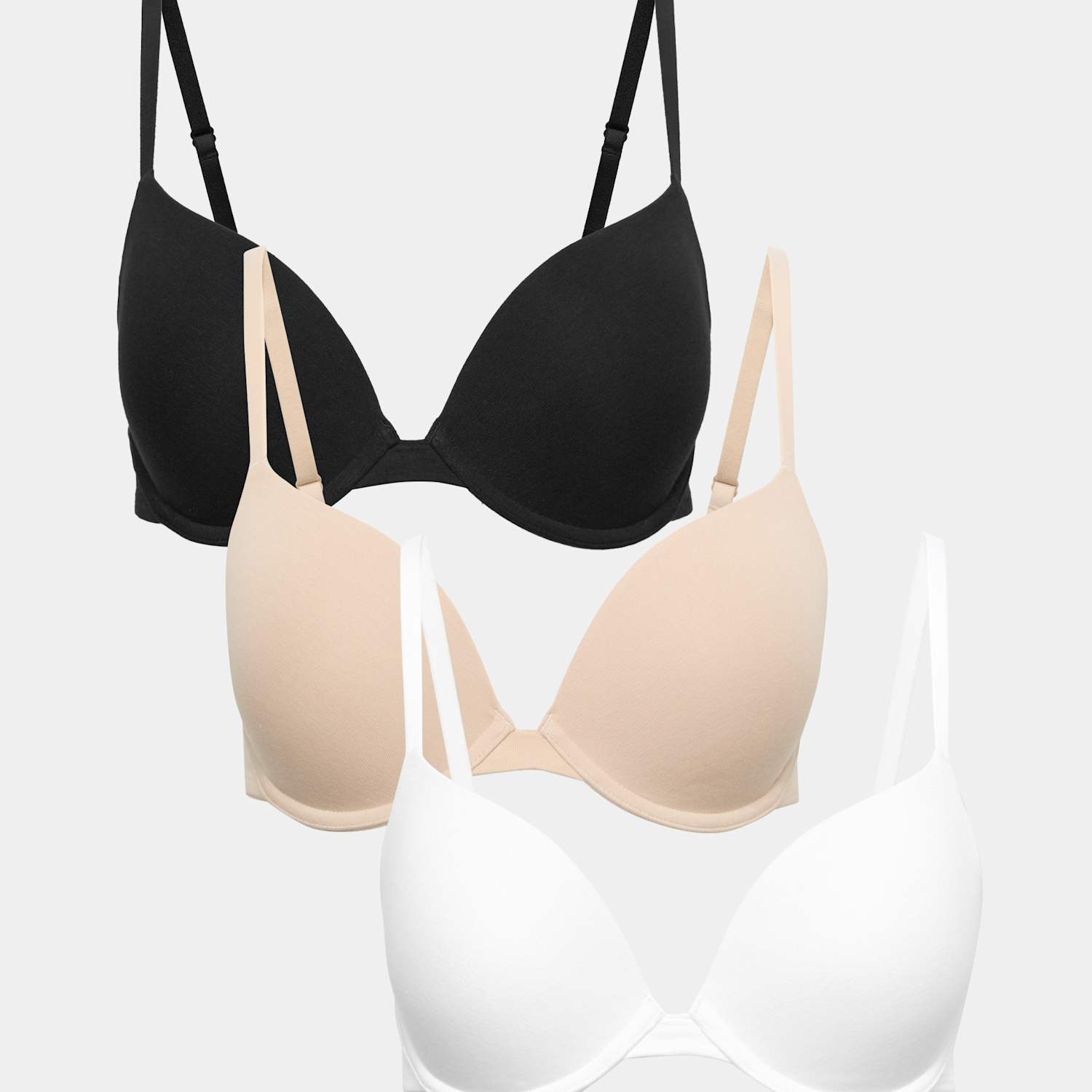 M&S Women's 3pk Cotton Rich Wired Push-Up Bras A-E - 36D - Opaline Mix