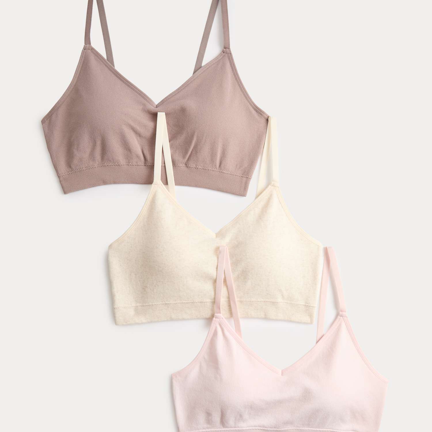 M&S Women's 3pk Seamless Non Wired Bralettes - Small - Oatmeal Mix