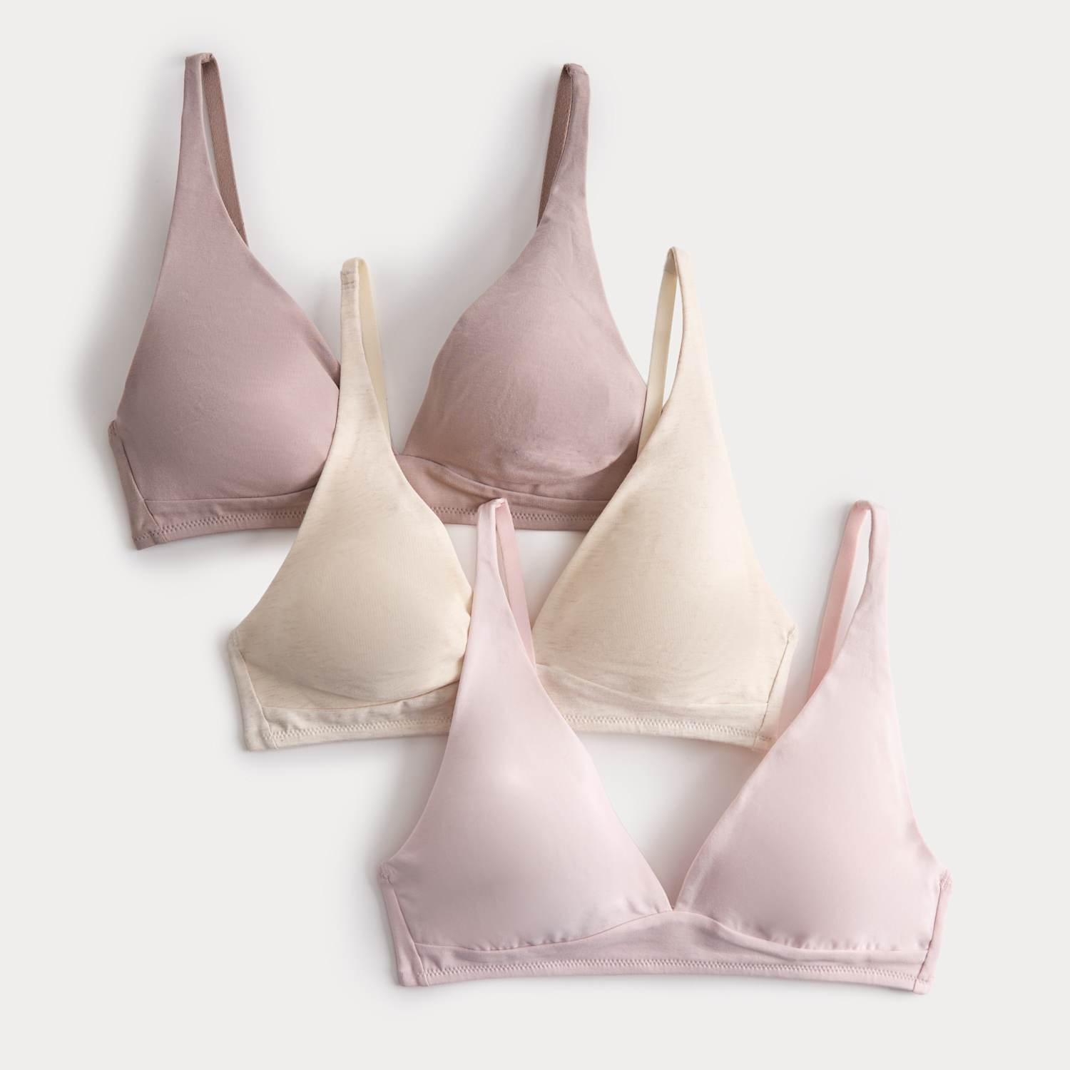 M&S Women's 3 Pack Cotton Rich Non Wired Plunge Bras A-E - 36B - Oatmeal Mix