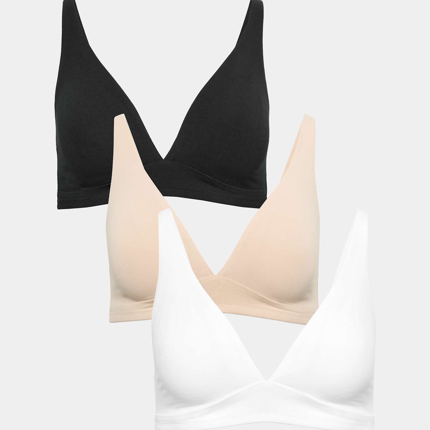 M&S Women's 3 Pack Cotton Rich Non Wired Plunge Bras A-E - 36A - Black Mix