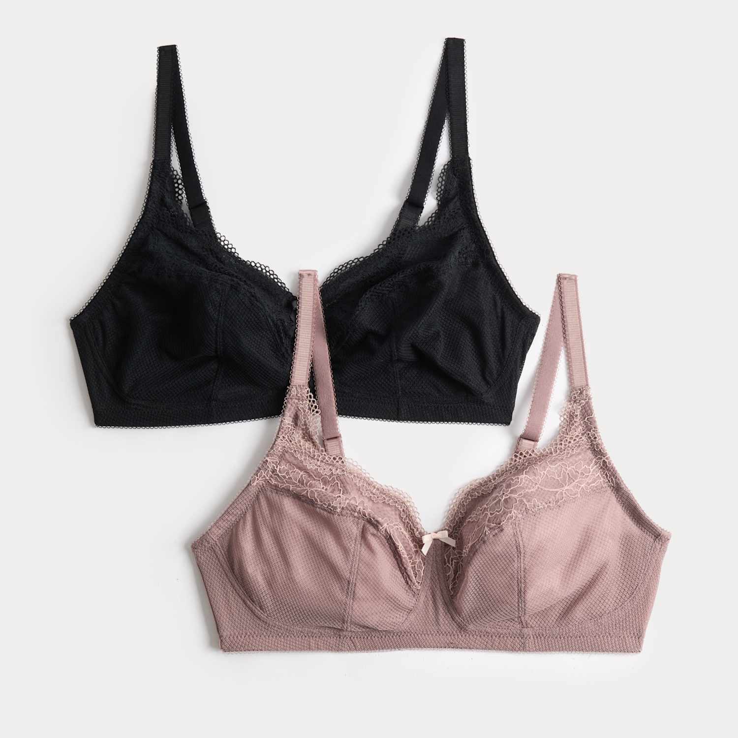 M&S Women's 2 Pack Jasmine Lace Total Support Bras B-H - 40G - Praline