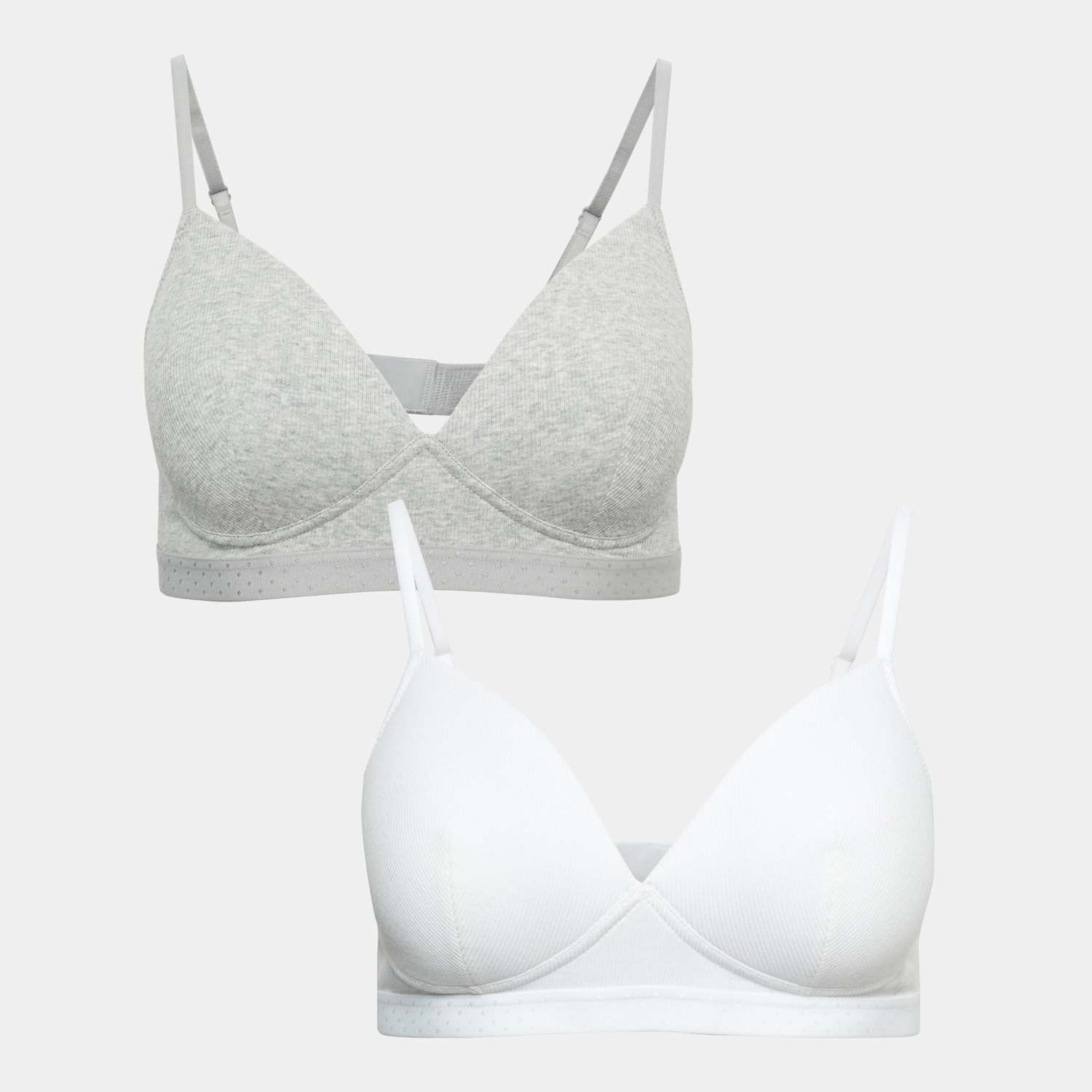 M&S Women's 2 Pack Non Wired Cotton Rich Ribbed First Bras AA-D - 36A - White Mix