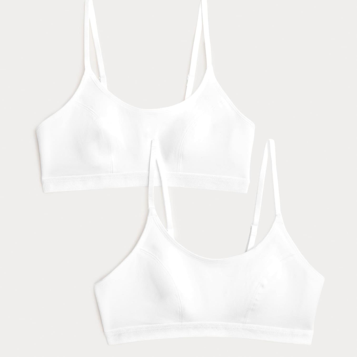 M&S Women's 2 Pack Cotton First Bra Crop Tops - 4 - White