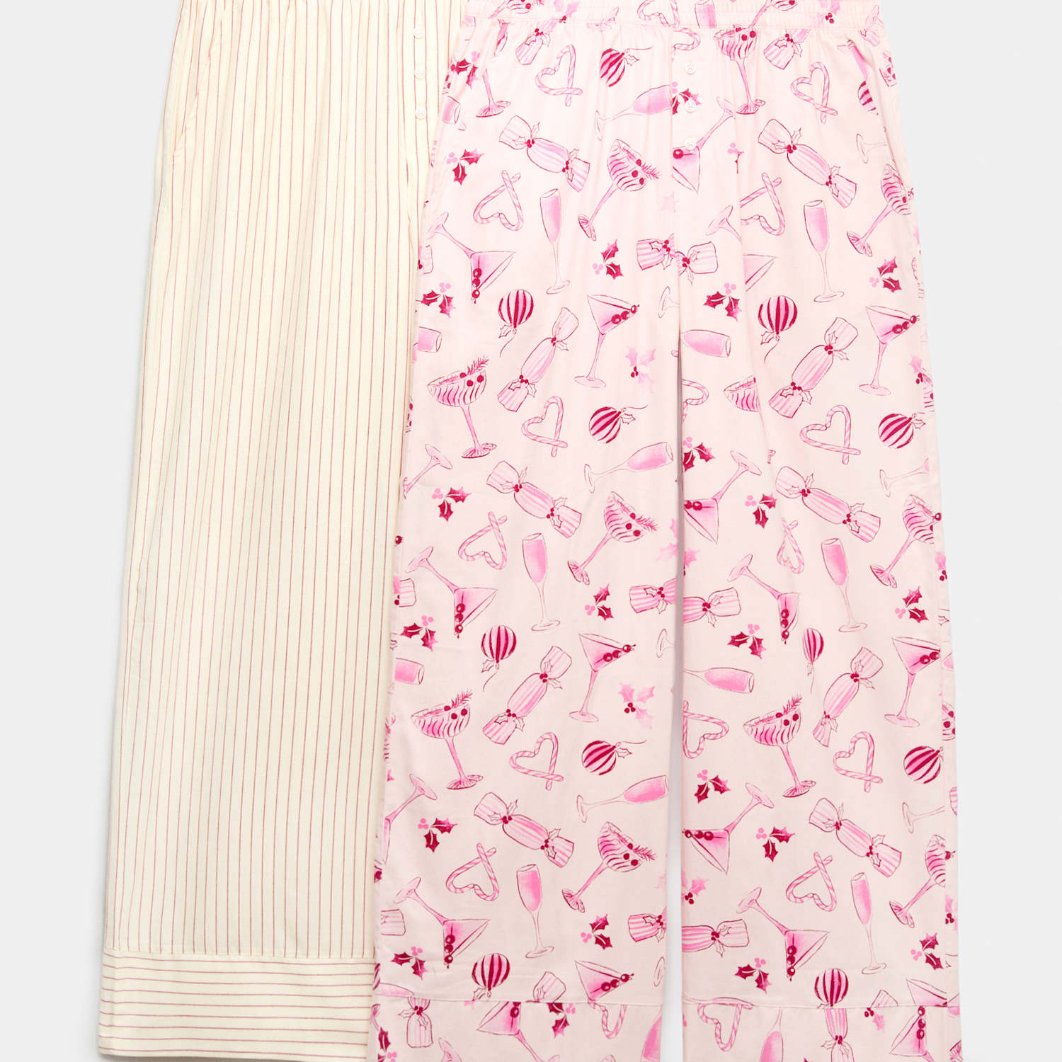 M&S Women's 2 Pack Pure Cotton Printed Pyjama Bottoms - 16 - Pink Mix