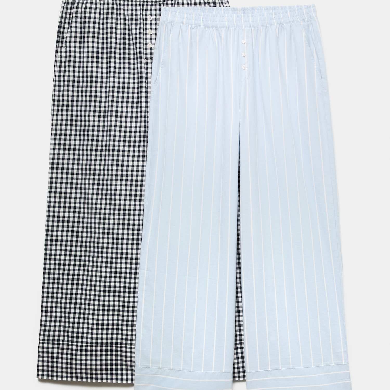 M&S Women's 2 Pack Pure Cotton Printed Pyjama Bottoms - 14 - Blue Mix