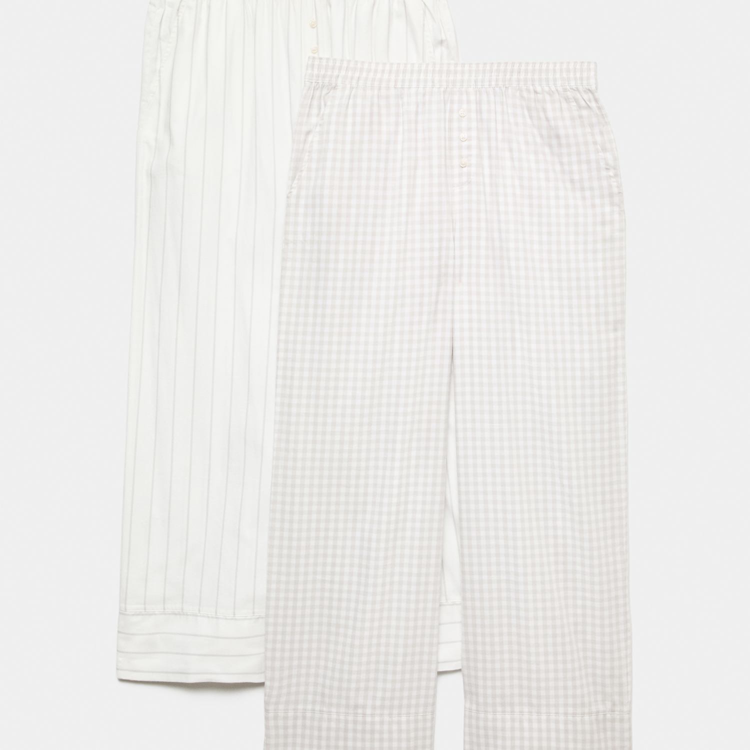 M&S Women's 2 Pack Pure Cotton Printed Pyjama Bottoms - 14 - Grey Mix