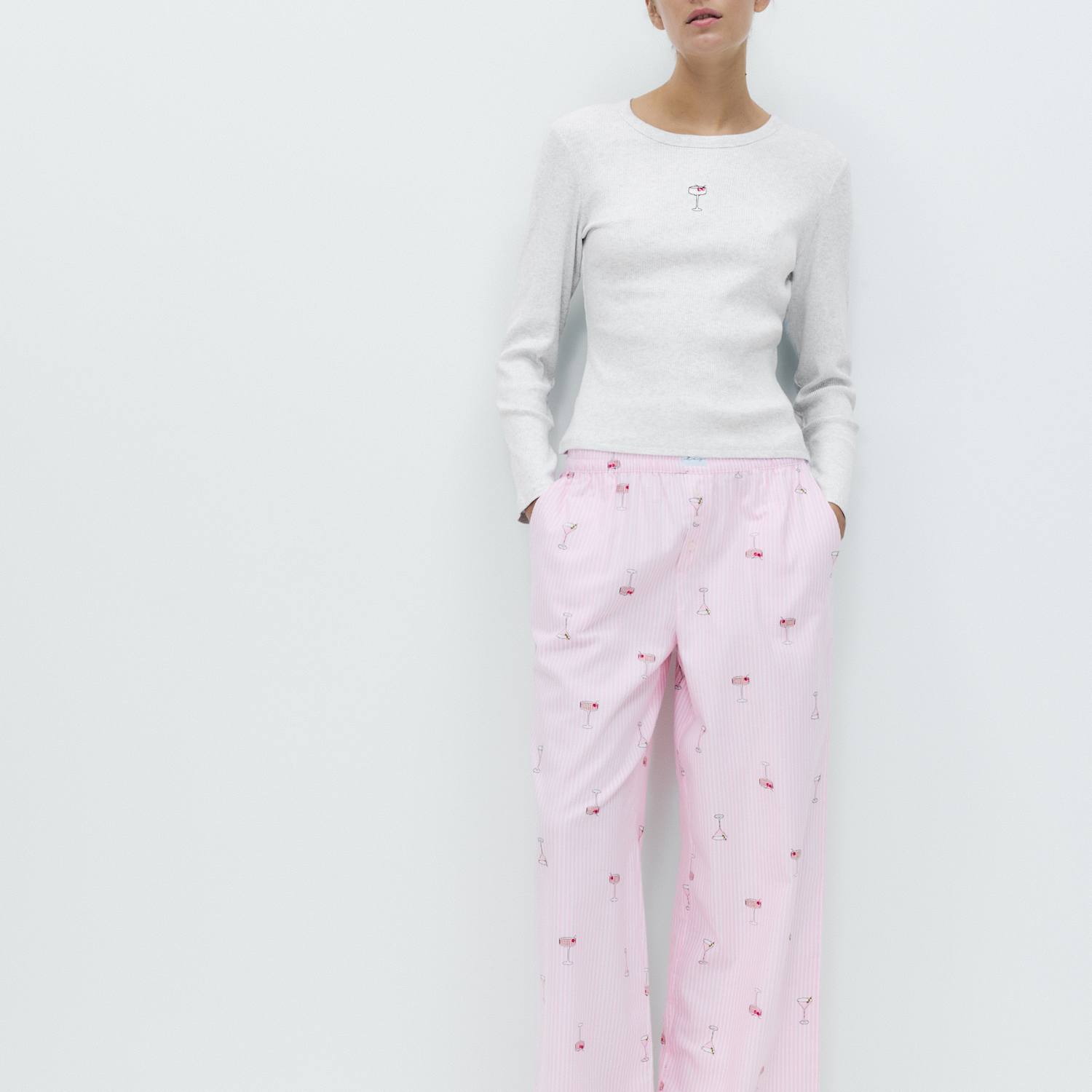 M&S Women's Pure Cotton Printed Pyjama Bottoms - 6 - Pink Mix