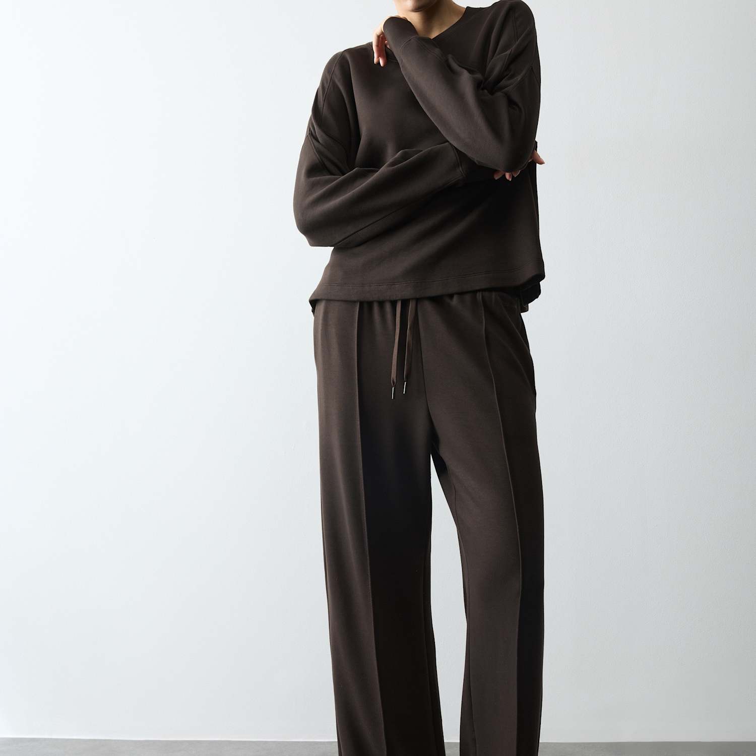 Autograph Women's Scuba Wide Leg Lounge Pants - Large - Dark Chocolate