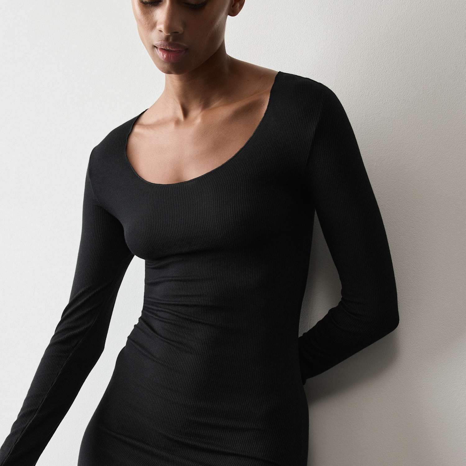 Autograph Women's Sheer Ribbed Long Sleeve Nightdress - Extra Large - Black