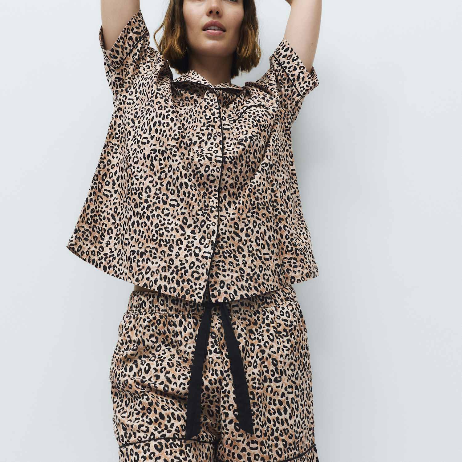 M&S Women's Pure Cotton Animal Print Short Sleeve Pyjama Set - 22 - Brown Mix