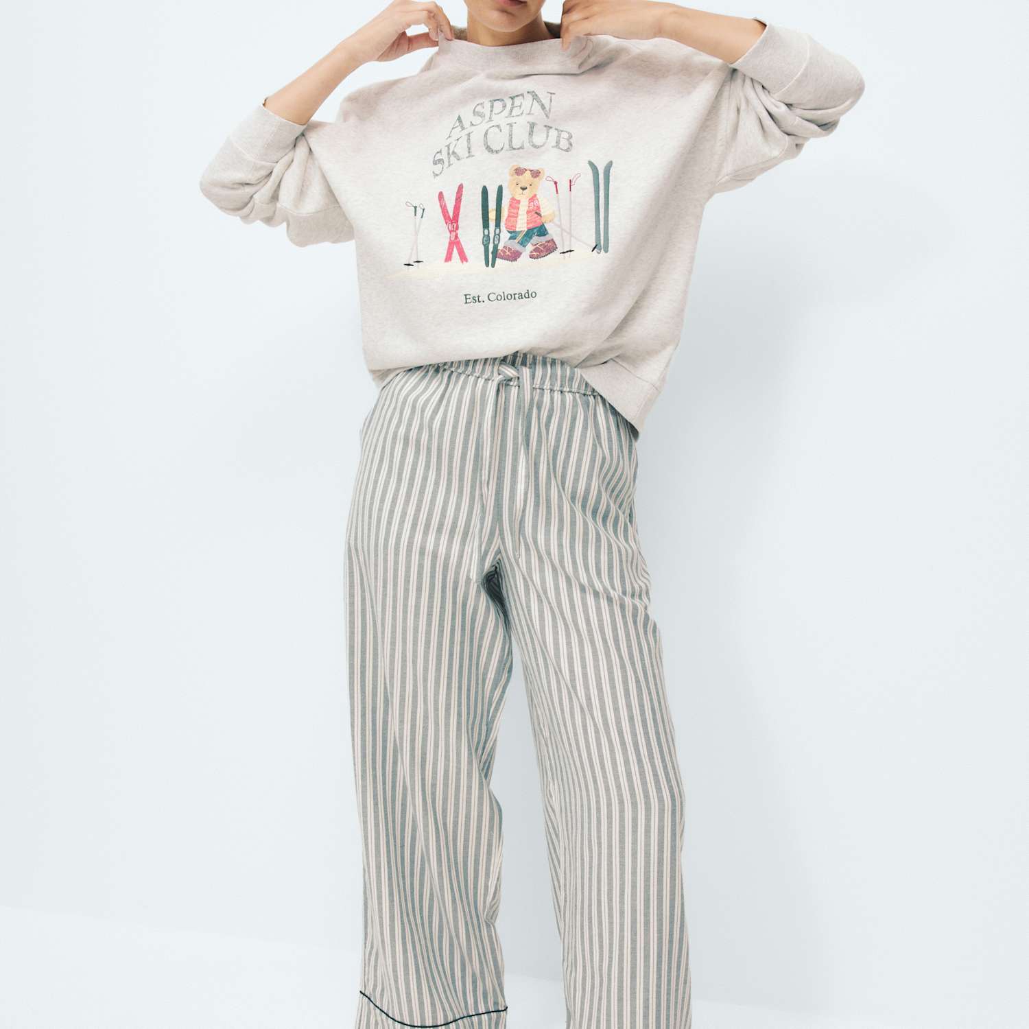 M&S Women's Spencer Bear Christmas Family Pyjama Set - 6 - Grey Mix