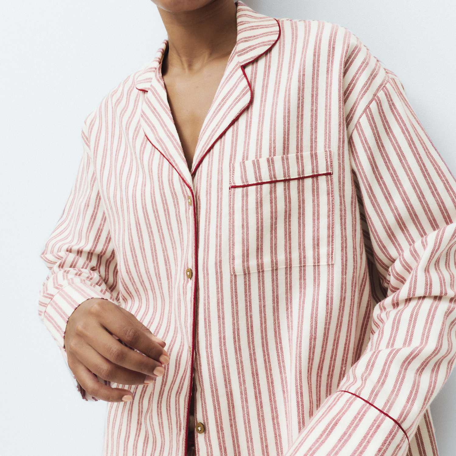 M&S Women's Pure Cotton Striped Christmas Family Pyjamas - 18 - Red Mix