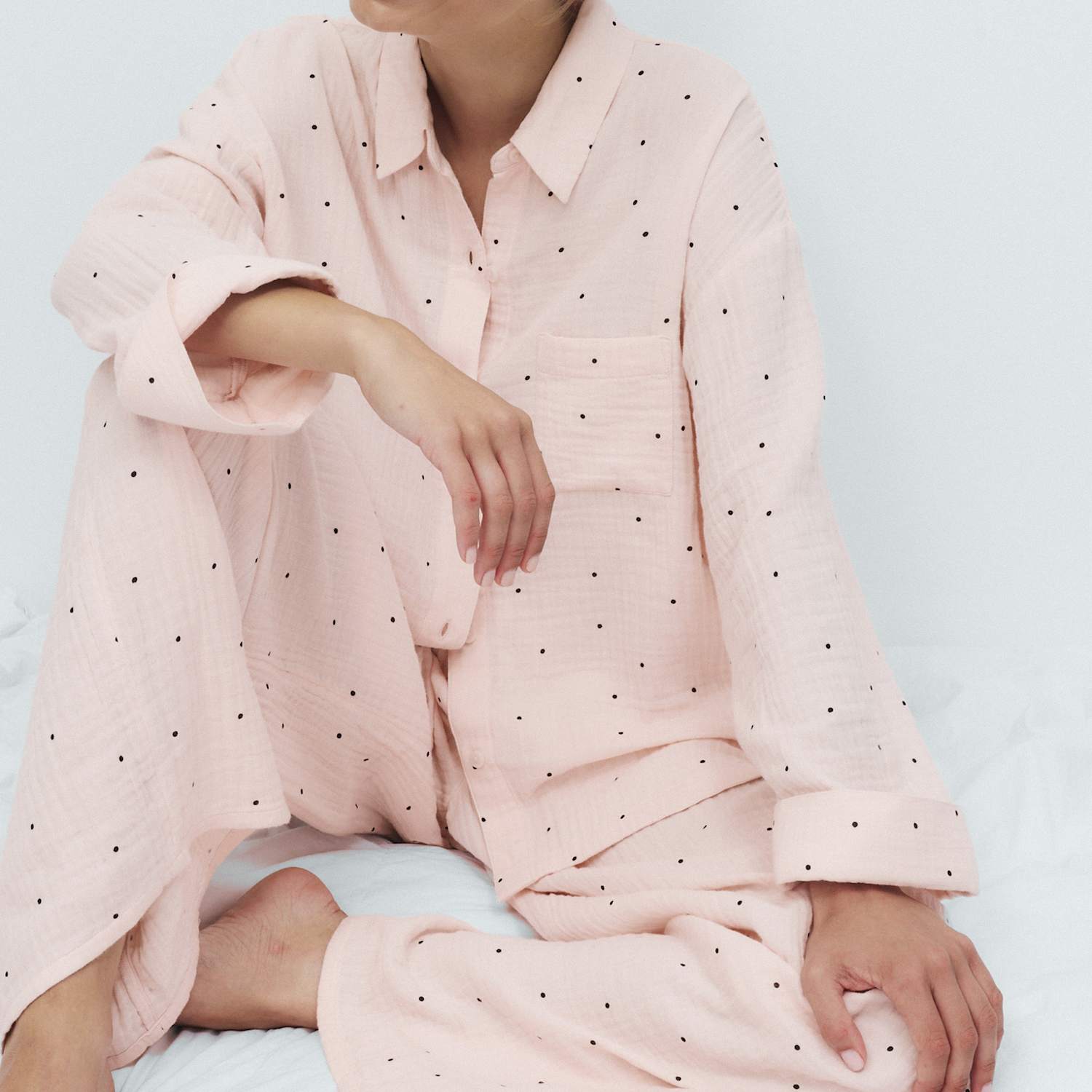 M&S Women's Pure Cotton Muslin Print Pyjama Set - 12 - Pink Mix