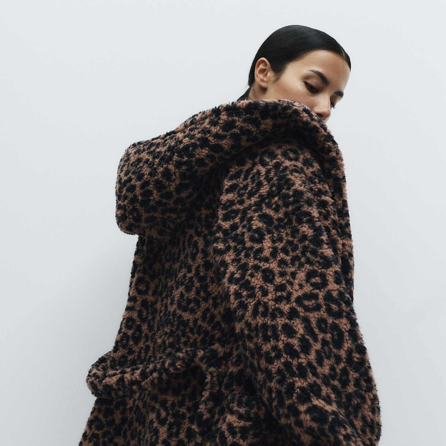 M&S Women's Teddy Borg Leopard Print Dressing Gown - Small - Brown Mix