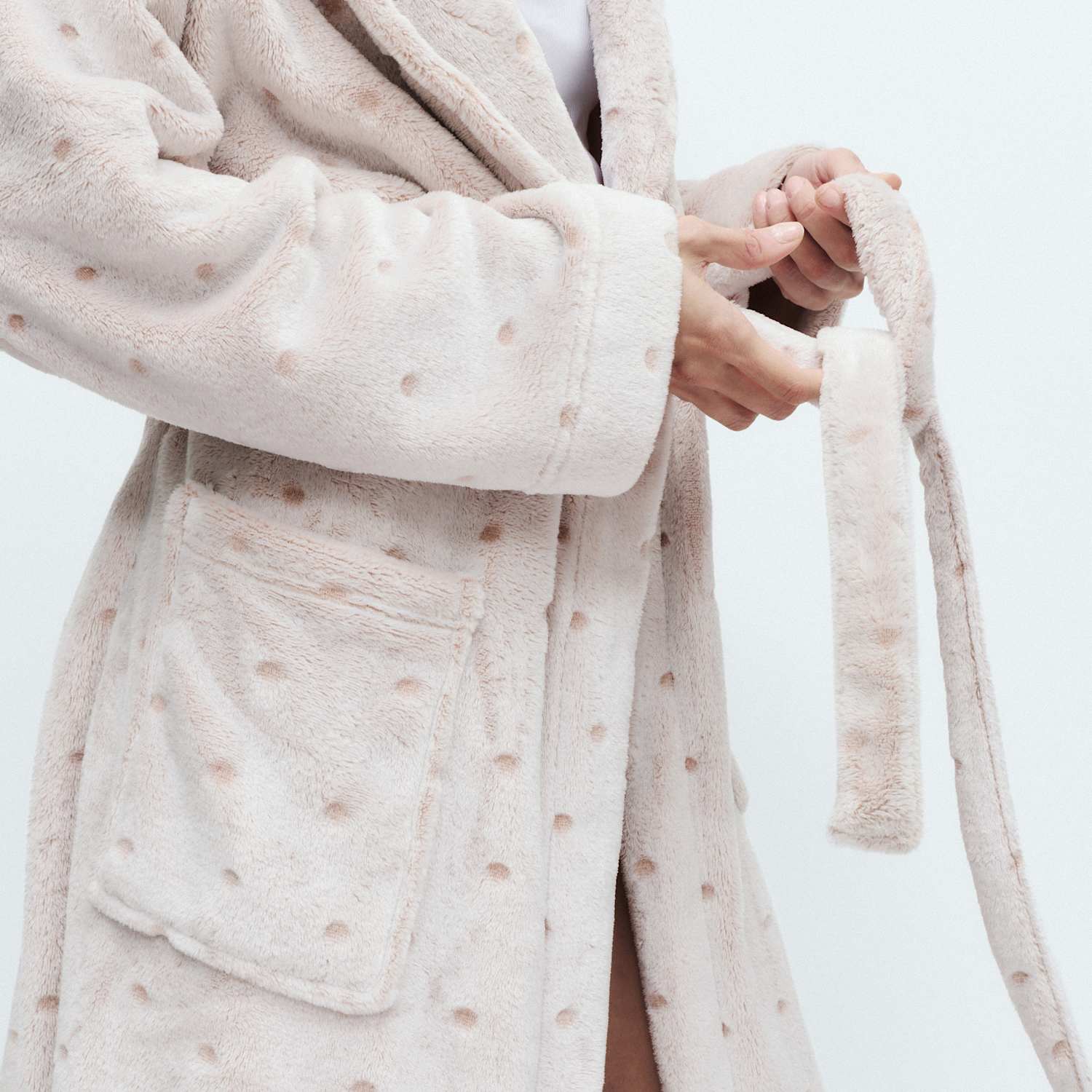 M&S Women's Spot Carved Dressing Gown - Large - Neutral