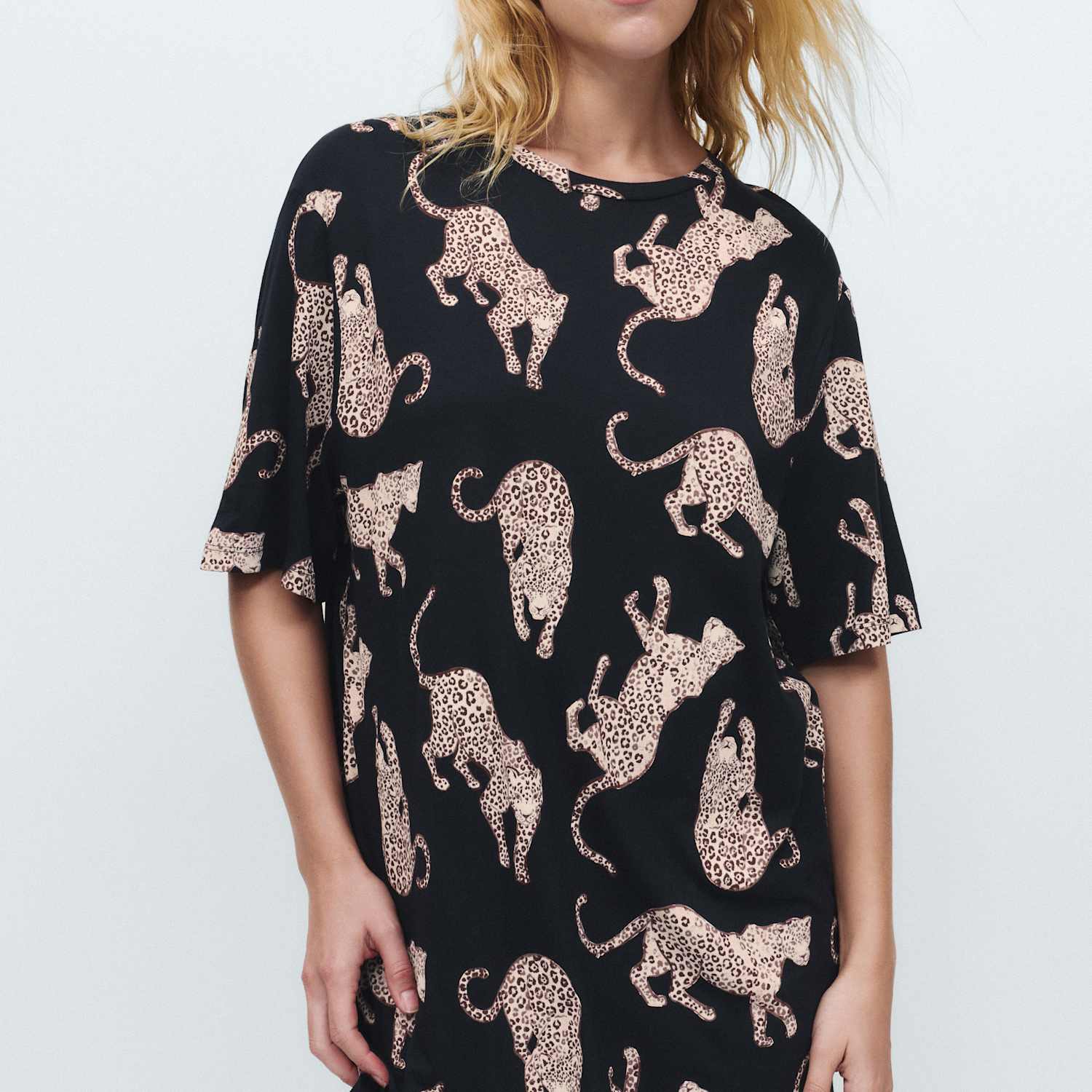 M&S Women's Cotton Modal Printed Relaxed Nightdress - Medium - Navy Mix