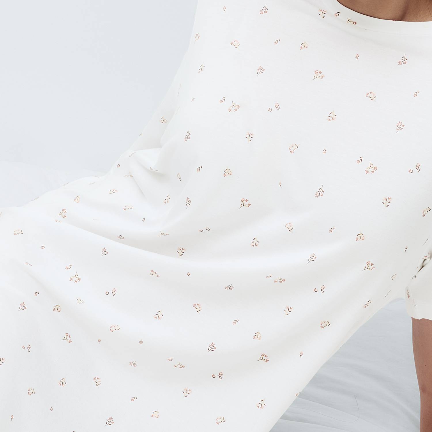 M&S Women's Cotton Modal Printed Relaxed Nightdress - Extra Small - Ivory Mix