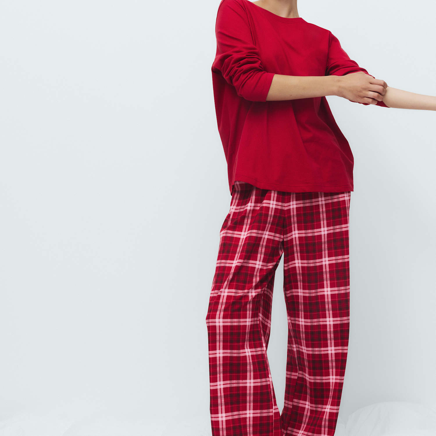 M&S Women's Pure Cotton Printed Pyjama Set - Small - Red Mix