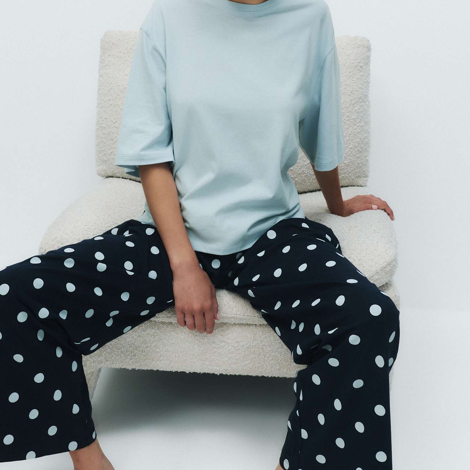 M&S Women's Pure Cotton Printed Drop Shoulder Pyjama Set - Large - Navy Mix