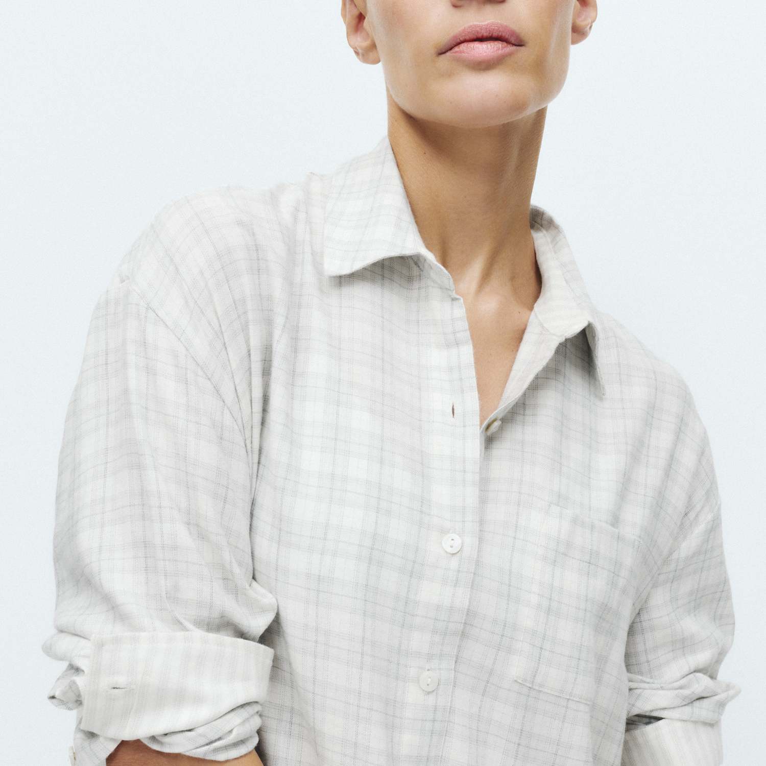 M&S Women's Brushed Cotton Blend Checked Nightshirt - 6 - Grey Mix