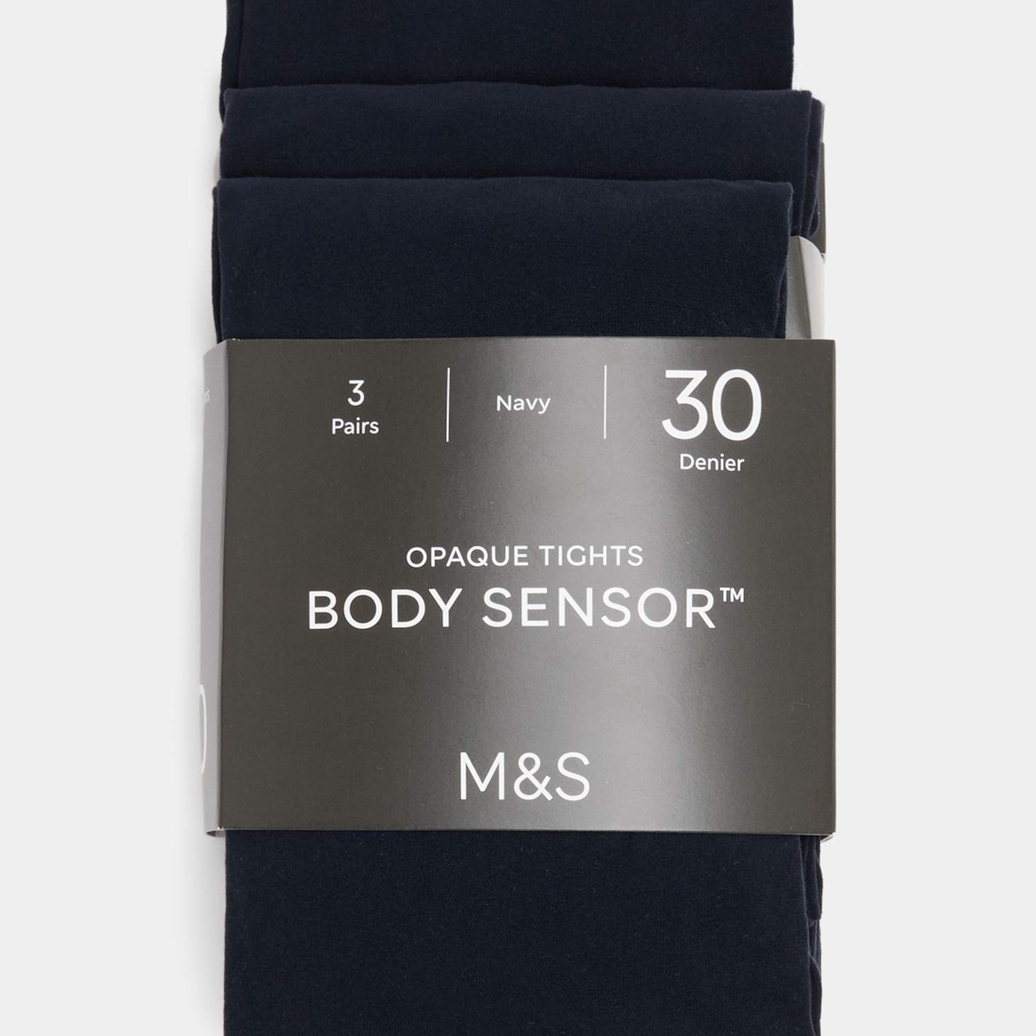 M&S Women's 3 Pack 30 Denier Body Sensor Tights - Small - Navy