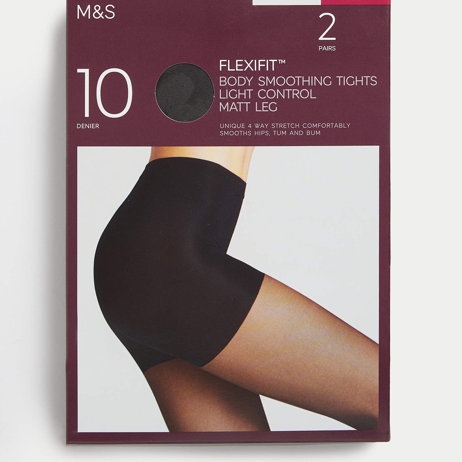 M&S Women's 2 Pack Flexifit 10 Denier Light Control Sheer Tights - Small - Black Mix