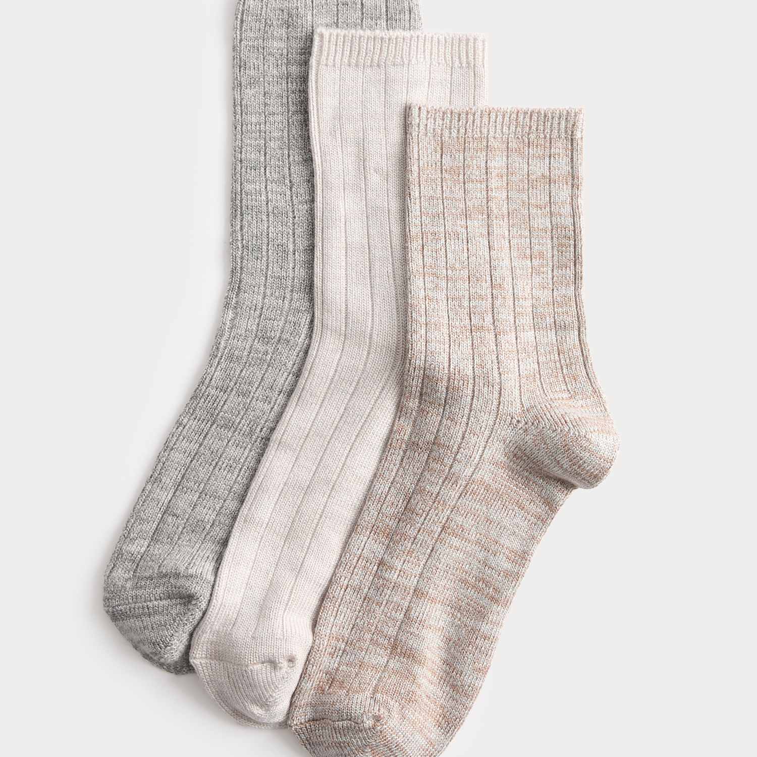 M&S Women's 3 Pack Sumptuously Soft Thermal Ankle Socks - 6-8 - Natural Mix