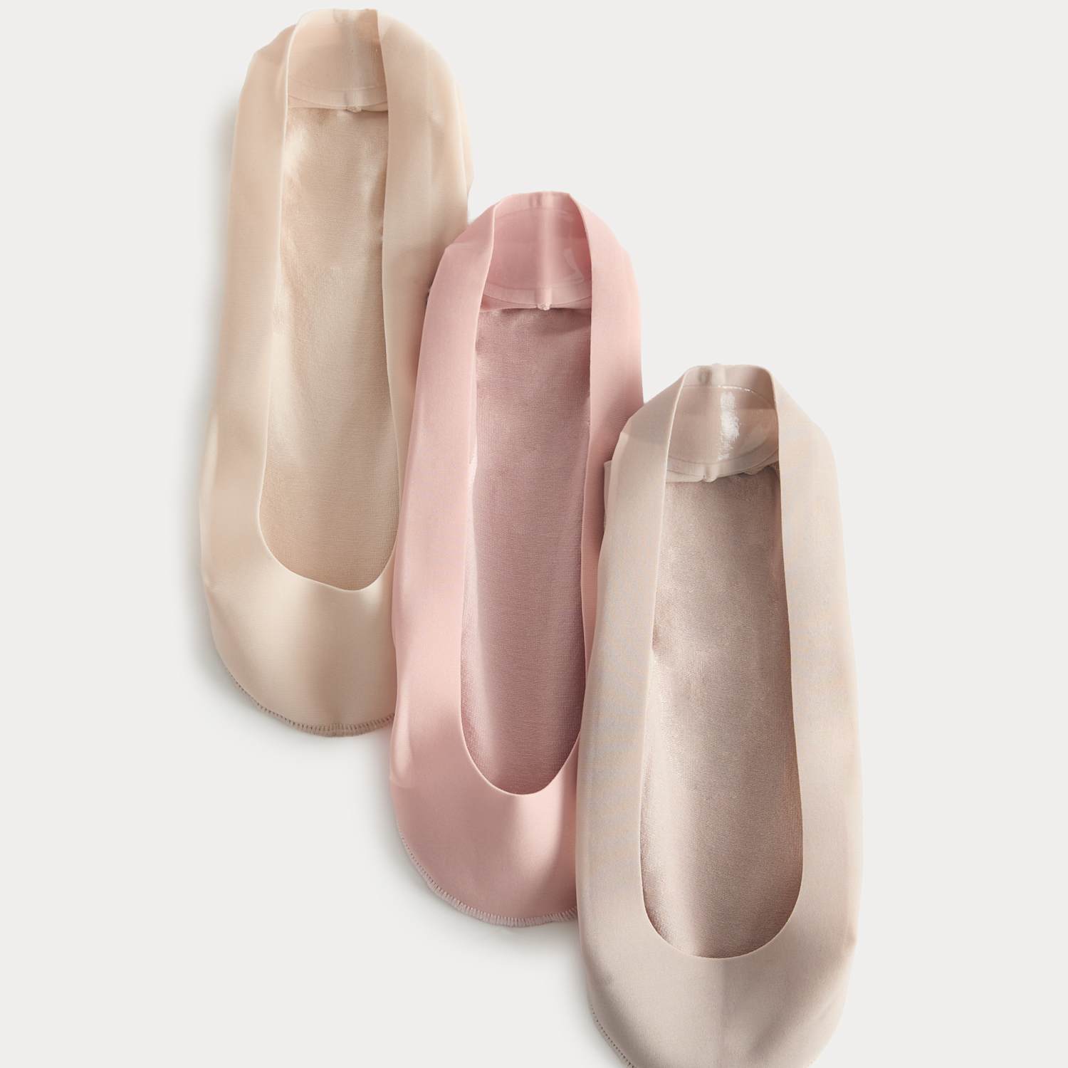 M&S Women's 3 Pack Cotton Blend Footsies - 3-5 - Ivory Mix