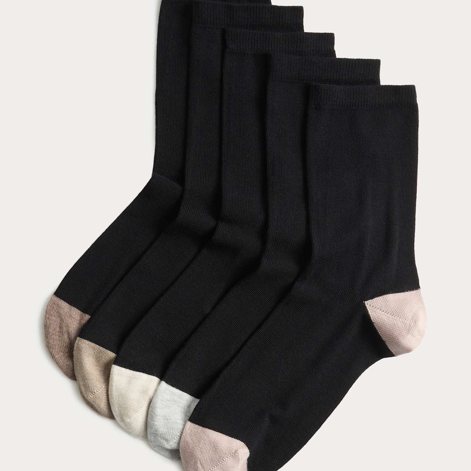 M&S Women's 5 Pack Super Soft Colour Block Ankle High Socks - 6-8 - Pink Mix