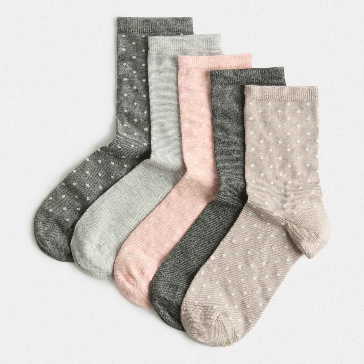M&S Women's 5 Pack Super Soft Polka Dot Ankle High Socks - 6-8 - Grey Mix