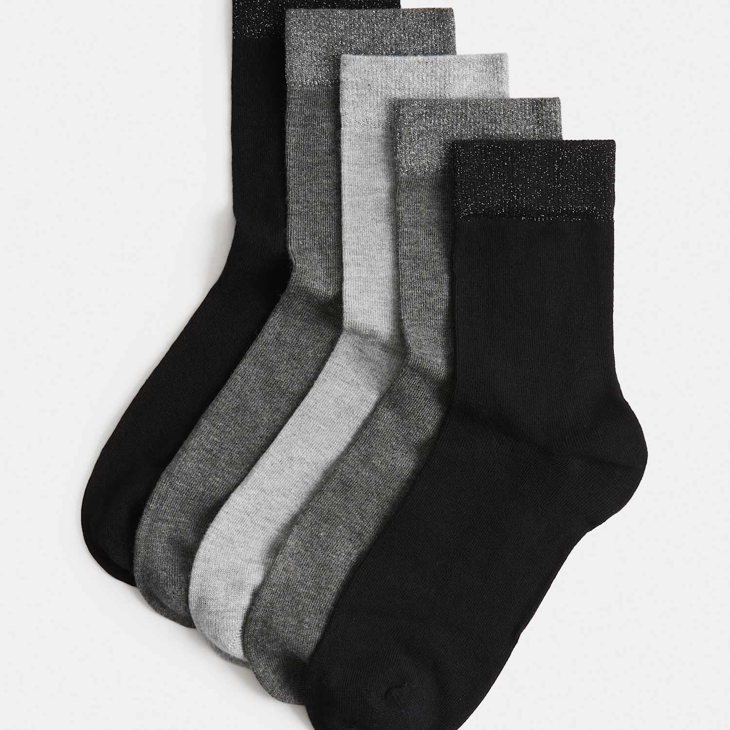 M&S Women's 5 Pack Sparkly Crew Socks - 3-5 - Grey Mix