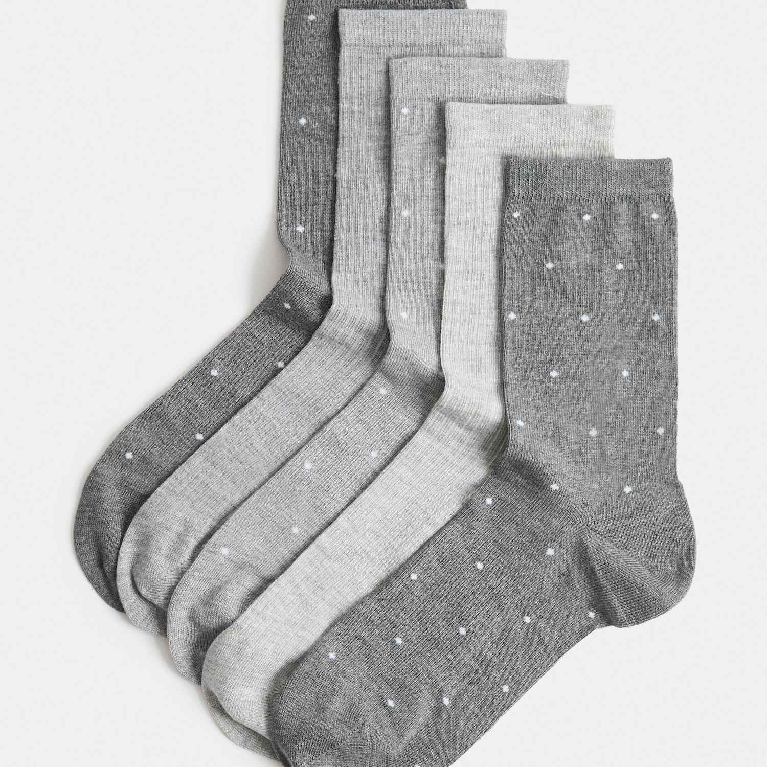 M&S Women's 5 Pack Supersoft Spot Crew Socks - 3-5 - Grey Mix