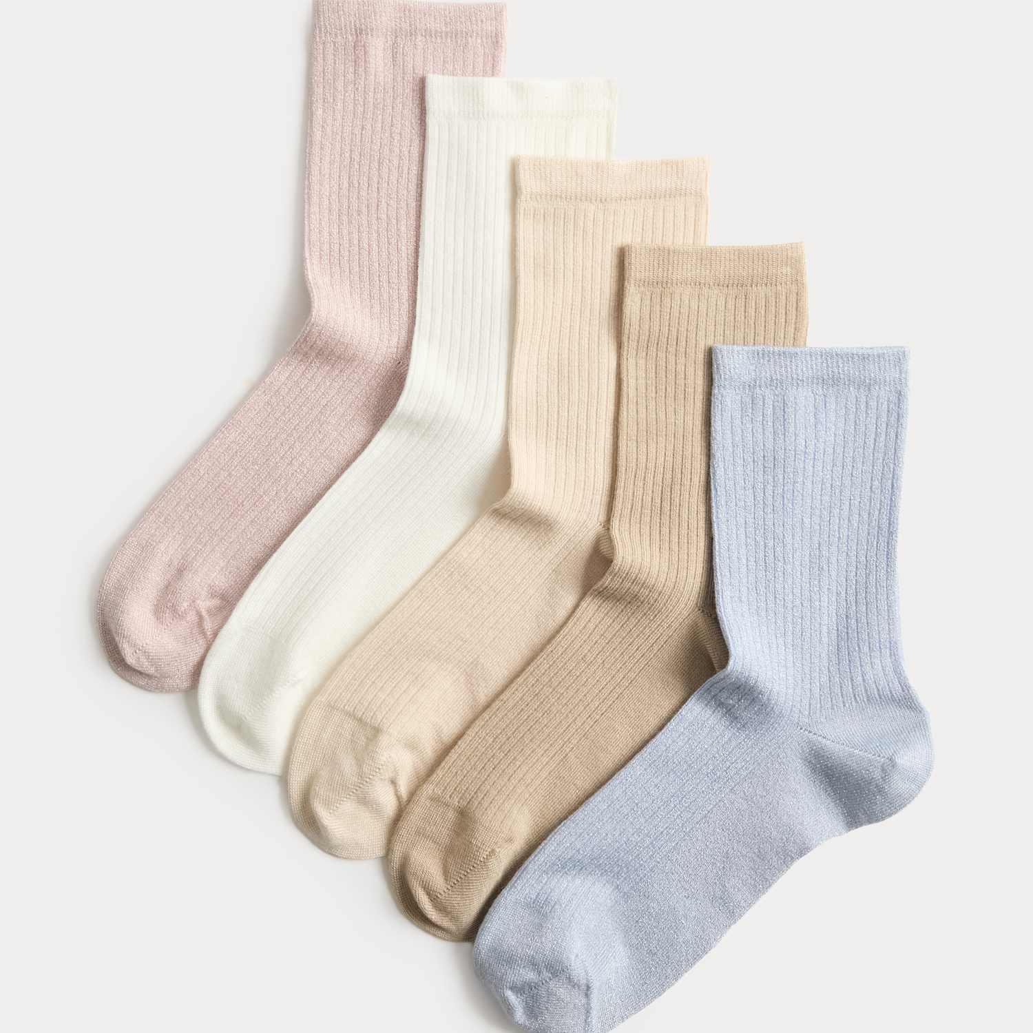 M&S Women's 5 Pack Supersoft Crew Socks - 3-5 - Blue Mix