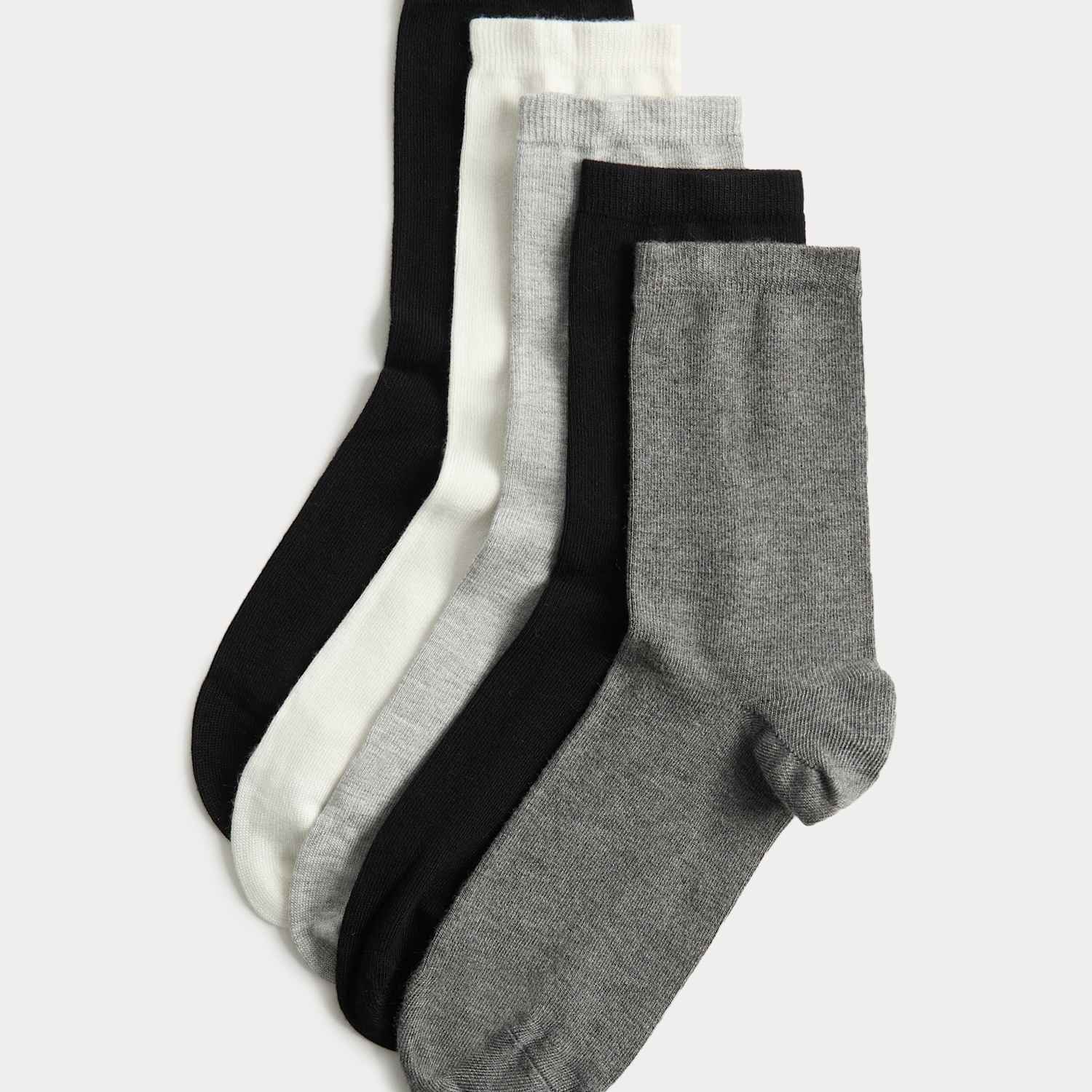 M&S Women's 5 Pack Supersoft Crew Socks - 3-5 - Grey Mix