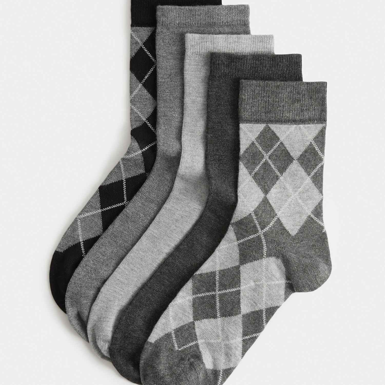 M&S Women's 5 Pack Argyle Sparkle Crew Socks - 3-5 - Grey Mix