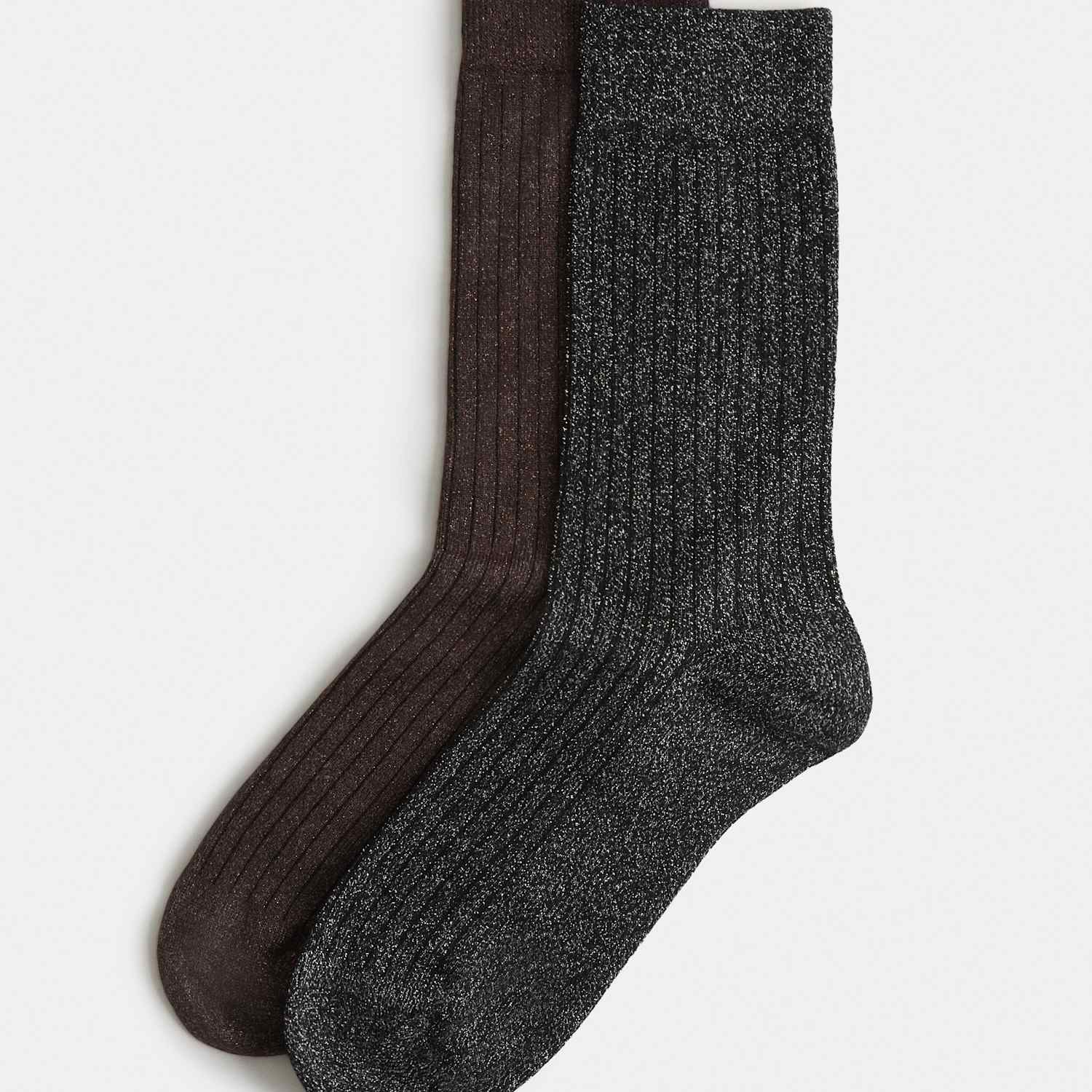 M&S Women's 2 Pack Sparkle Ribbed Ankle High Socks - 3-5 - Black Mix