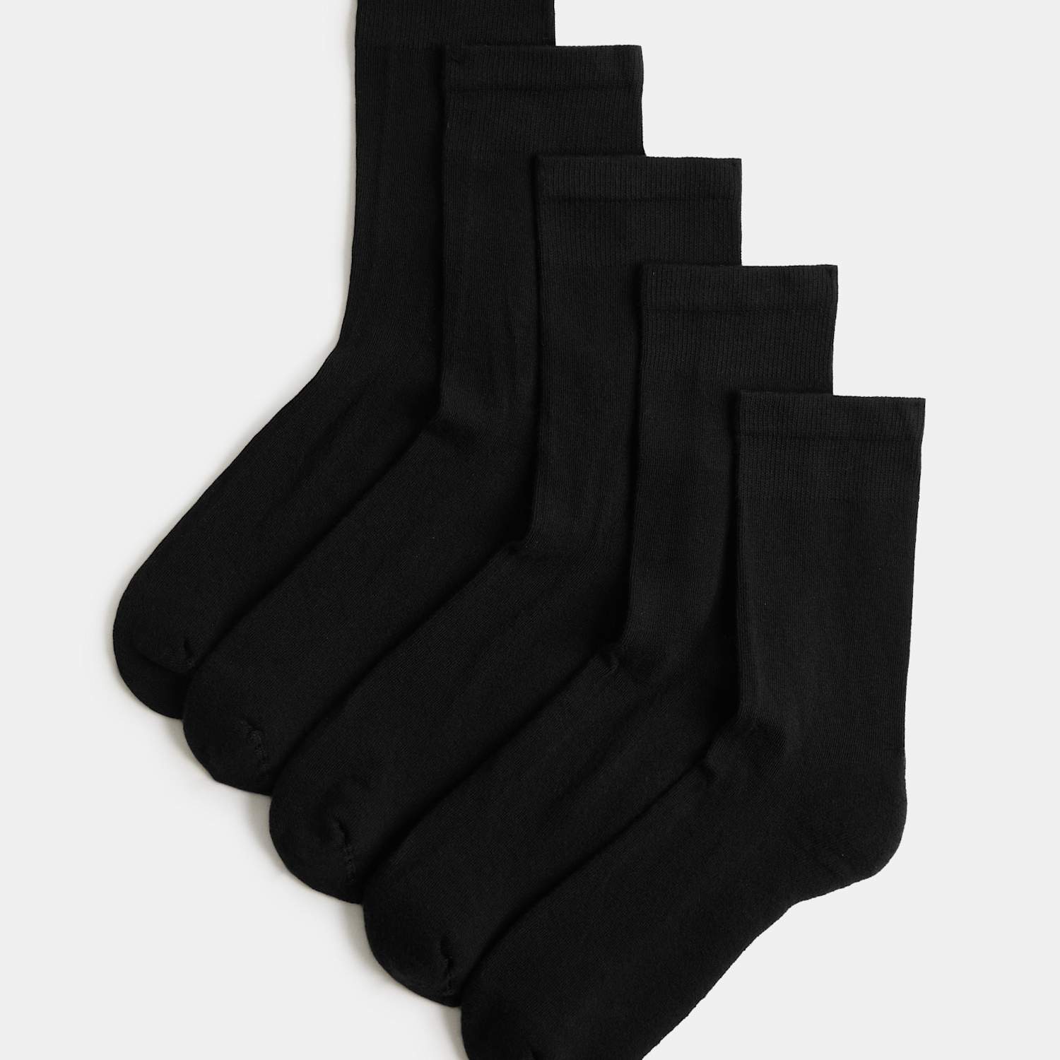 M&S Women's 5 Pack Cotton Rich Ultimate Comfort Ankle High Socks - 3-5 - Black