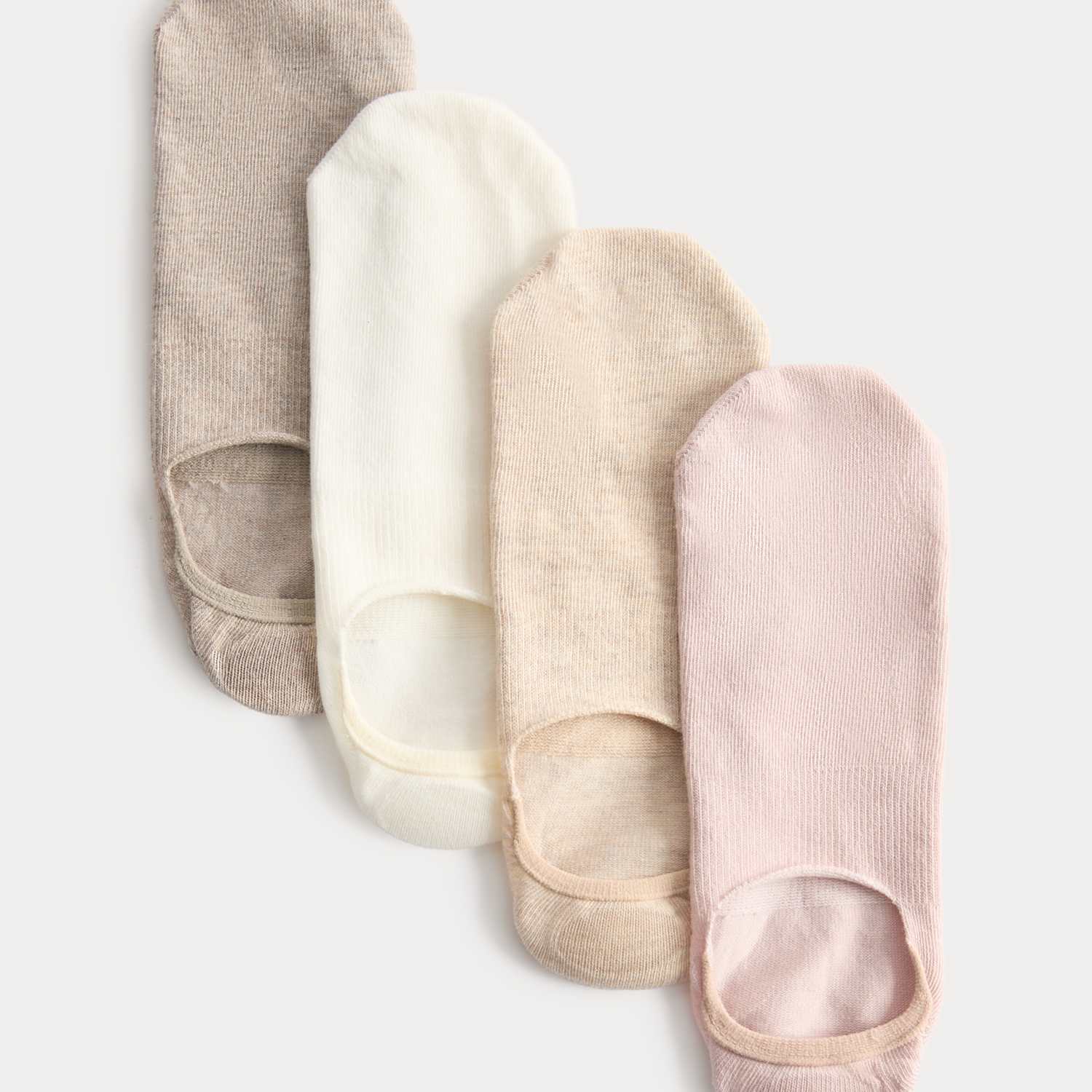 M&S Women's 4 Pack Ribbed Invisible Trainer Liners - 3-5 - Natural Mix