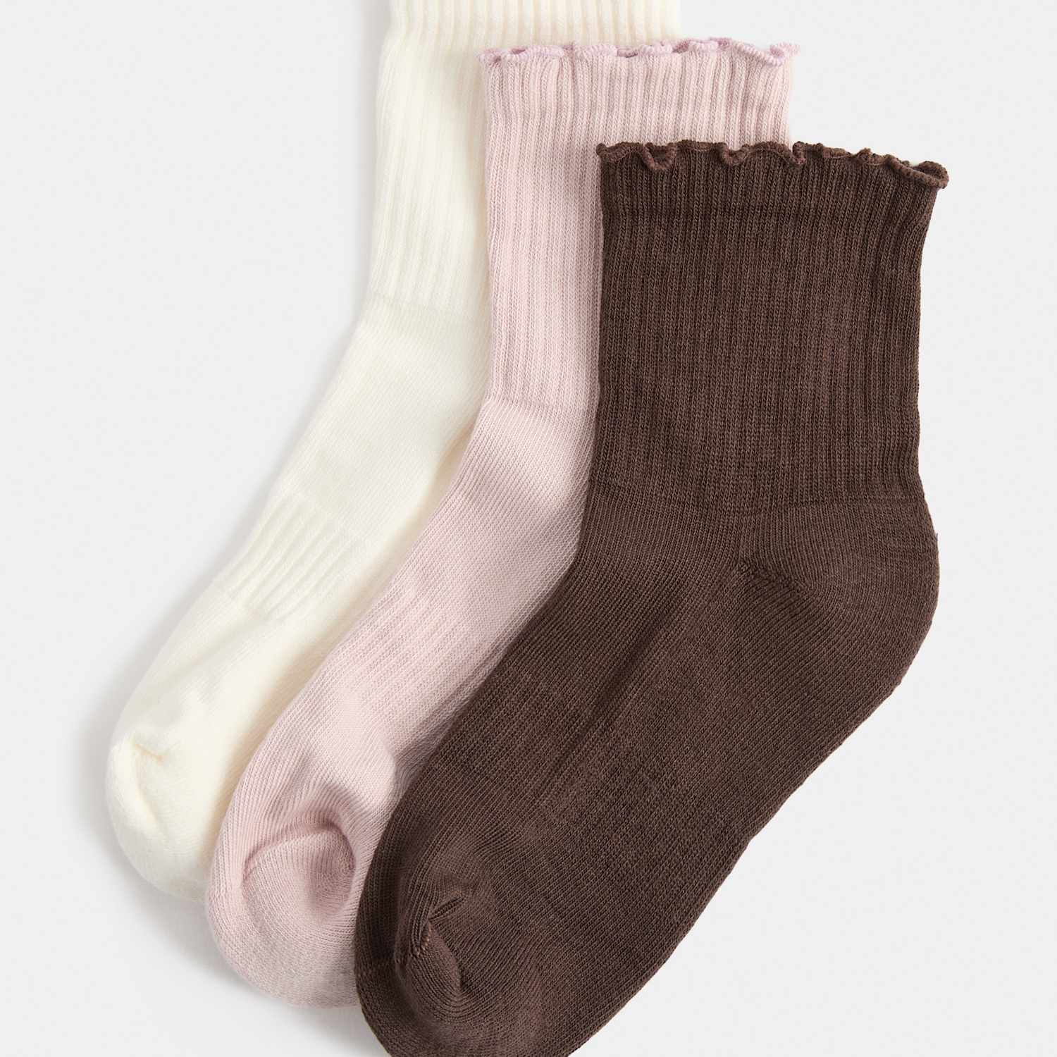 Goodmove Women's 3 Pack Lettuce Edge Mid Crew Sports Socks - 3-5 - Pink Mix