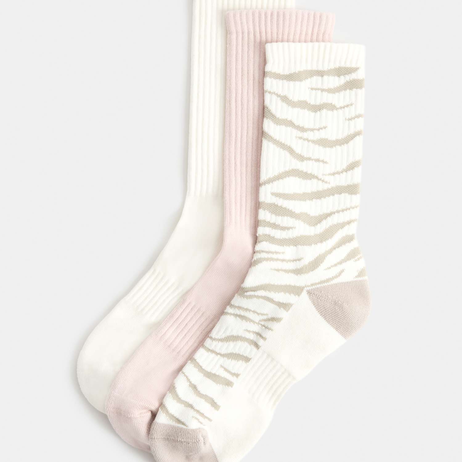 Goodmove Women's 3 Pack Cotton Rich Animal Print Crew Socks - 6-8 - Ivory Mix