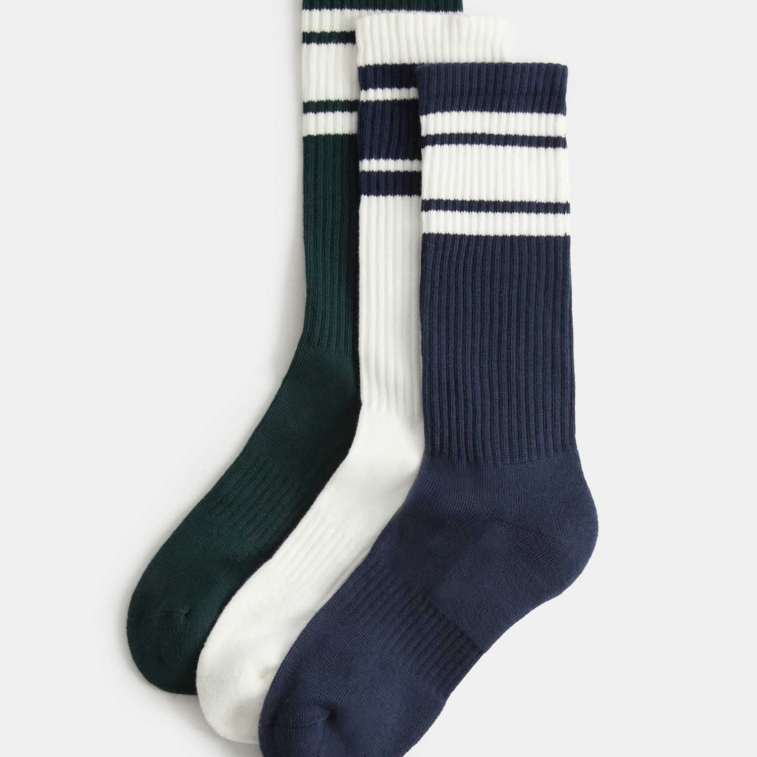 Goodmove Women's 3 Pack Cotton Rich Striped Crew Socks - 3-5 - Navy Mix