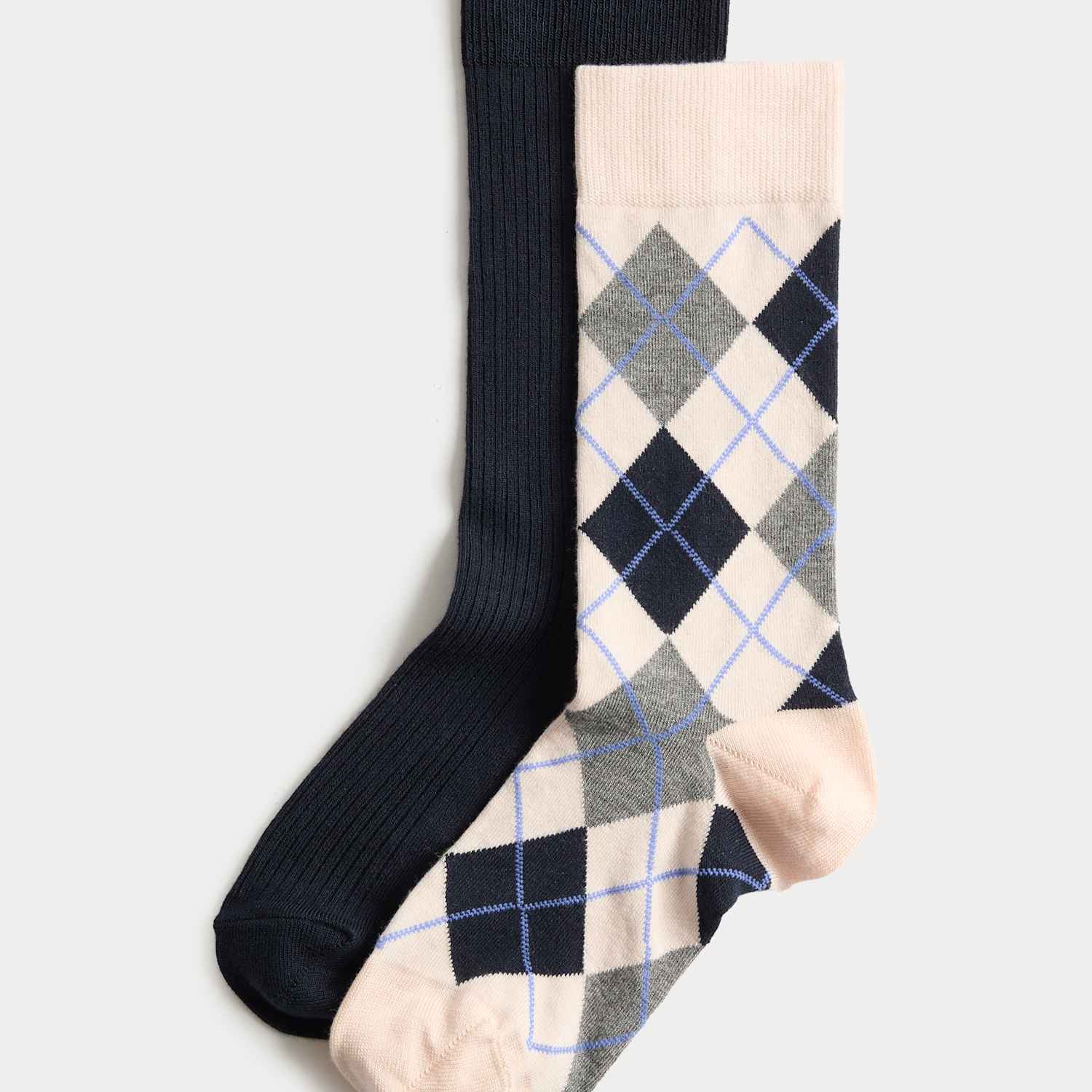 M&S Women's 2 Pack Argyle Crew Socks - Pink Mix