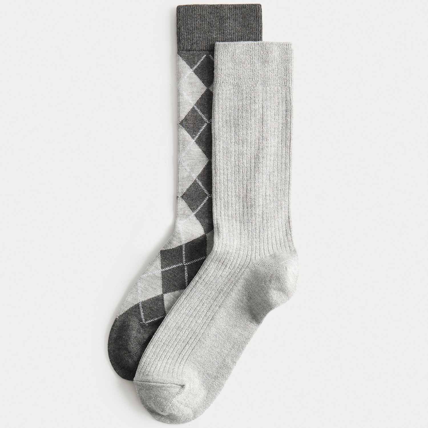 M&S Women's 2 Pack Argyle Crew Socks - Grey Mix