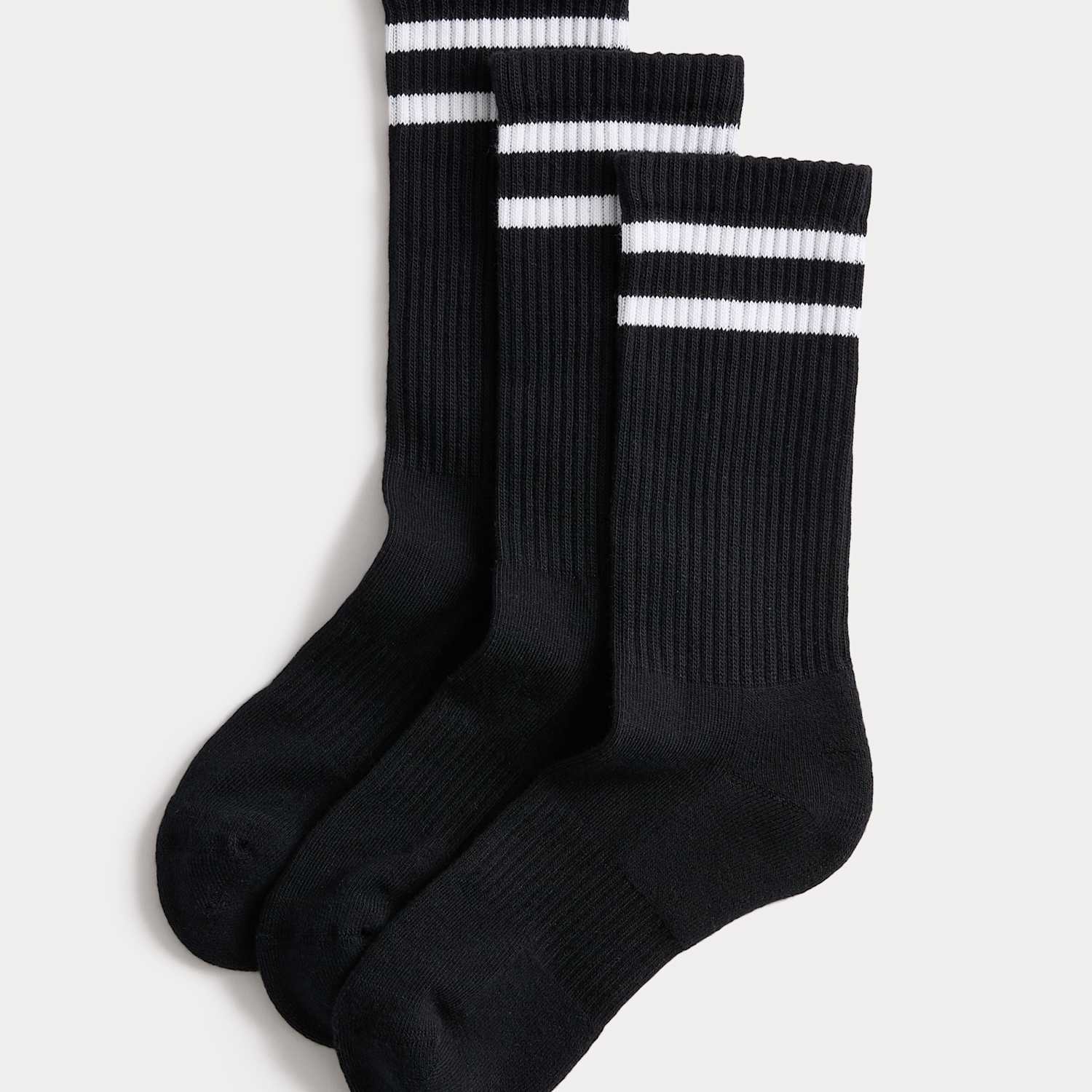 Goodmove Women's 3 Pack Cotton Rich Striped Crew Socks - 3-5 - Black Mix